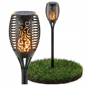 LAMPA SOLARNA OGRODOWA Smartled Pochodnia Płomień 51 cm Czarna Wodoodporna