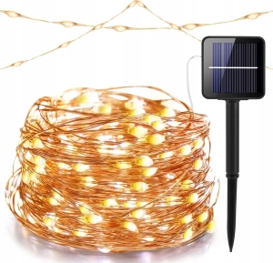 Girlanda Solarna Lampki Ogrodowe LED Drucik Łańcuch Świetlny 200LED 10 m