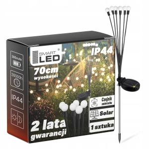 Lampa Solarna Ogrodowa LED Do Ogrodu Wbijana Kulki Czujnik Zmierzchu IP44