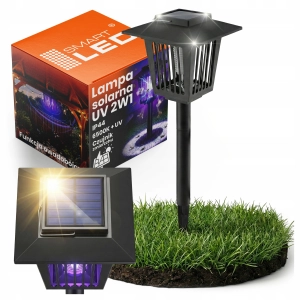 Lampa Solarna LED Owadobójcza 2w1 Ogrodowa Wbijana 44cm Czujnik Zmierzchu