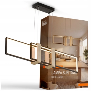 Lampa LED Wisząca Żyrandol 58W Loft Sufitowa Drewno Do Salonu Na Sufit
