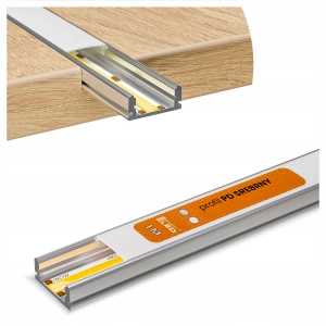 PROFIL aluminiowy do taśma LED srebrny wpuszczany / natynkowy + klosz 1M