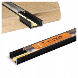 PROFIL aluminiowy do taśma LED czarny wpuszczany / natynkowy + klosz 2M