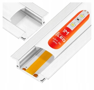 PROFIL aluminiowy do taśma LED srebrny wpuszczany + klosz 1M mleczny