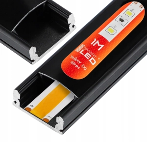 PROFIL aluminiowy do taśma LED czarny wpuszczany / natynkowy + klosz 1M