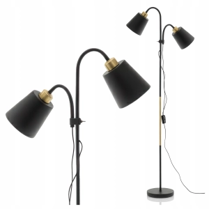 Lampa Podłogowa Stojąca LED 2xE27 Regulowana Lampka Do Czytania Czarna
