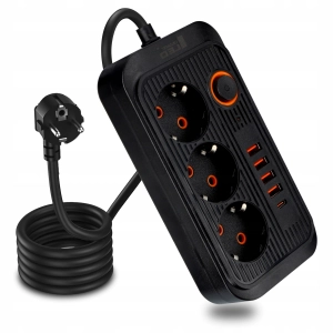 Przedłużacz Listwa Zasilająca Siec 3 Metr 3 Gniazda 230V + 5X USB Ładowarka