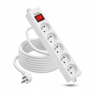 Przedłużacz Listwa Zasilająca 5 Gniazd 10 metrów 10M 2500W 3*1,5mm2 Włączni