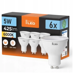 Żarówka LED GU10 5W 425lm Barwa Zimna Biała 6000K Halogenowa NIE MRUGA 230V