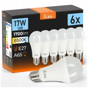 Żarówka LED E27 17W 1700 lm Mocna Zimna 6000K Klasyczna A65 230V NIE MRUGA