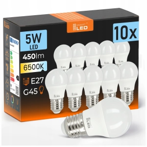 Żarówka LED E27 G45 5W 450 lm Barwa Zimna 6500K Kulka Ball NIE MRUGA