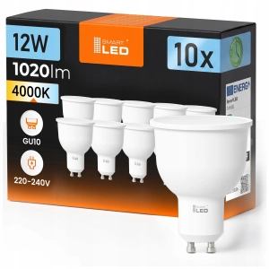 10x ŻARÓWKA LED GU10 12W 4000K 1080lm Neutralna 4000K Halogenowa NIE MRUGA