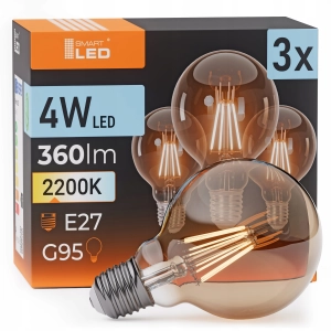 Żarówka LED E27 Filament 4W 2200K Edison Ozdobna G95 Dekoracyjna Duży Gwint
