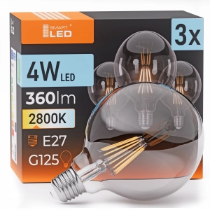 Żarówka LED E27 G125 4W 360 lm Barwa Ciepła 2800K Bańka Kula Filament Duża