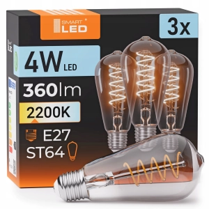 Żarówka LED E27 ST64 4W 360 lm Barwa Ciepła 2200K Filament Edison Ozdobna