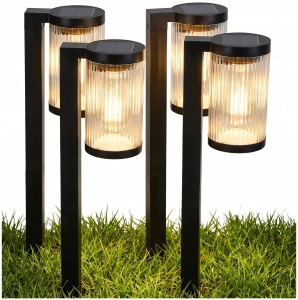 Lampa Solarna LED Ogrodowa Słupek Wbijana Czujnik Zmierzchu Ryflowana SŁUP