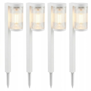4x Lampa Solarna LED Ogrodowa Słupek Wbijana Czujnik Zmierzchu Ryflowana